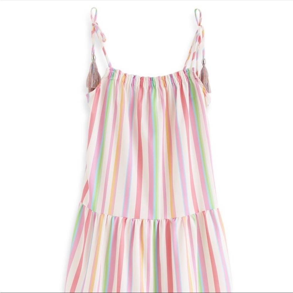 New NWT girls rainbow stripe tassel mommy & me dress 140 8-9 years